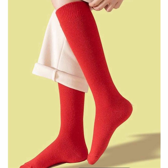 2 Pr Wool Blend Red Heavywt Knee Socks Lg - Picture 4 of 4